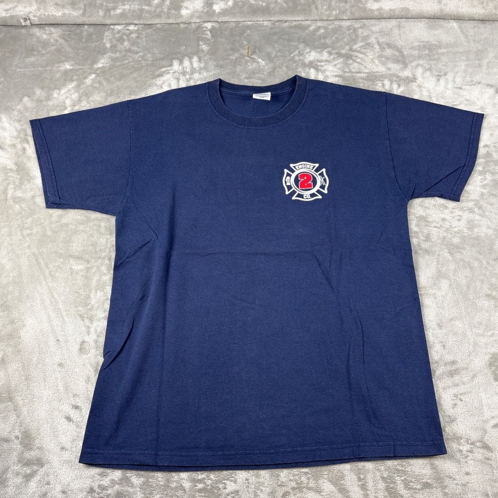 Collectible Jerzees Mens‎ Beardstown Fire Department T-Shirt Navy Large